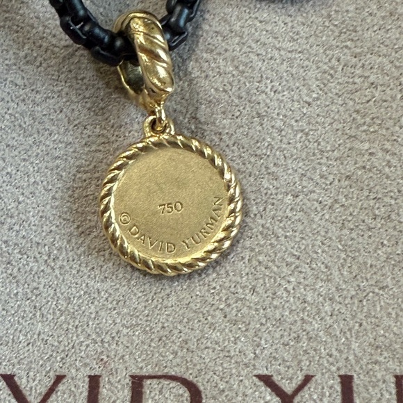 David Yurman 18k Gold Evil Eye Amulet & Blackened Sterling Silver Box Chain - Picture 4 of 5